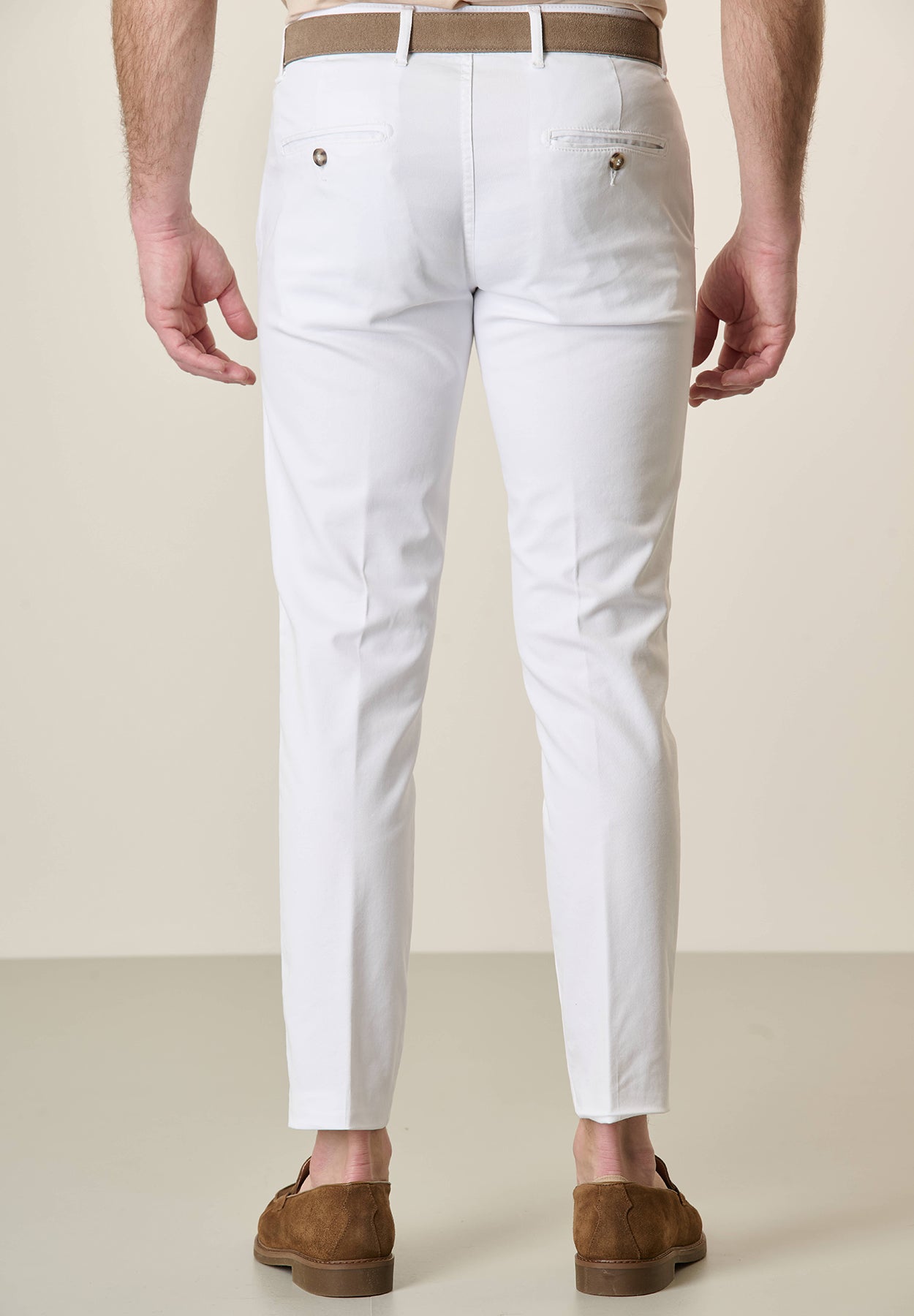 Pantalone bianco tricotina cotone stretch slim fit