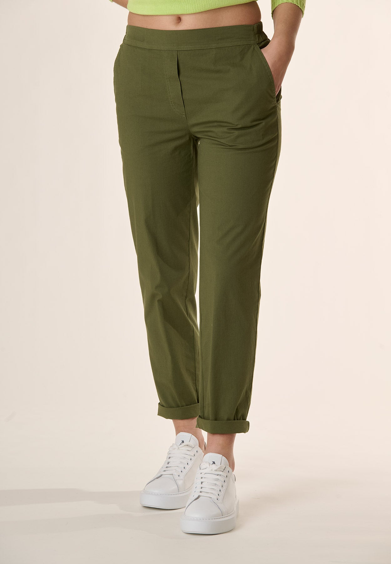 Military elastic waist cotton stretch trousers