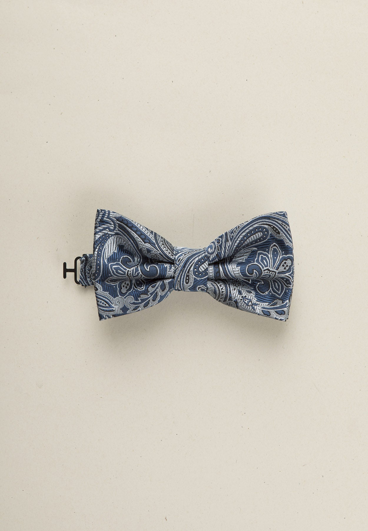 Dark blue damask fabric bow tie