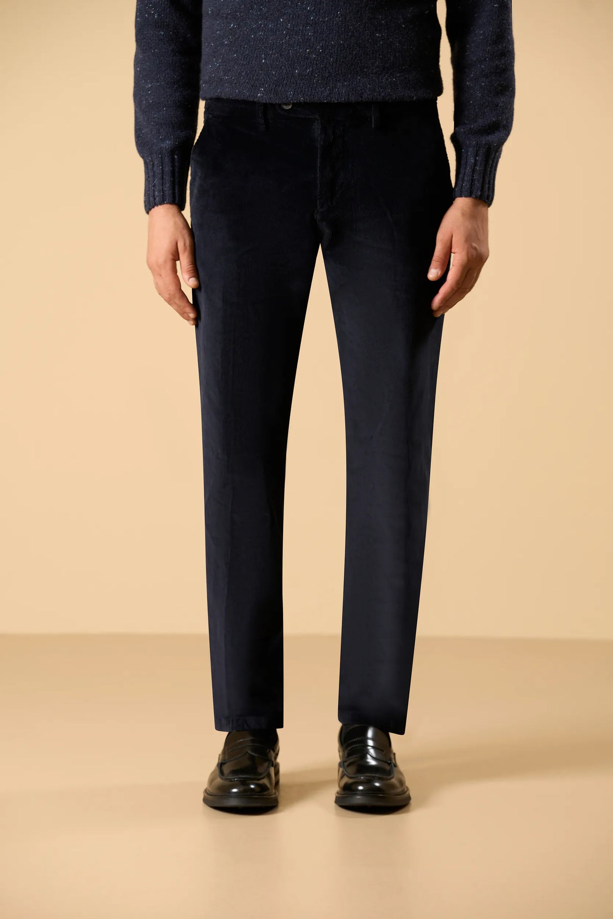 Pantalone blu velluto a coste custom fit Angelico 1
