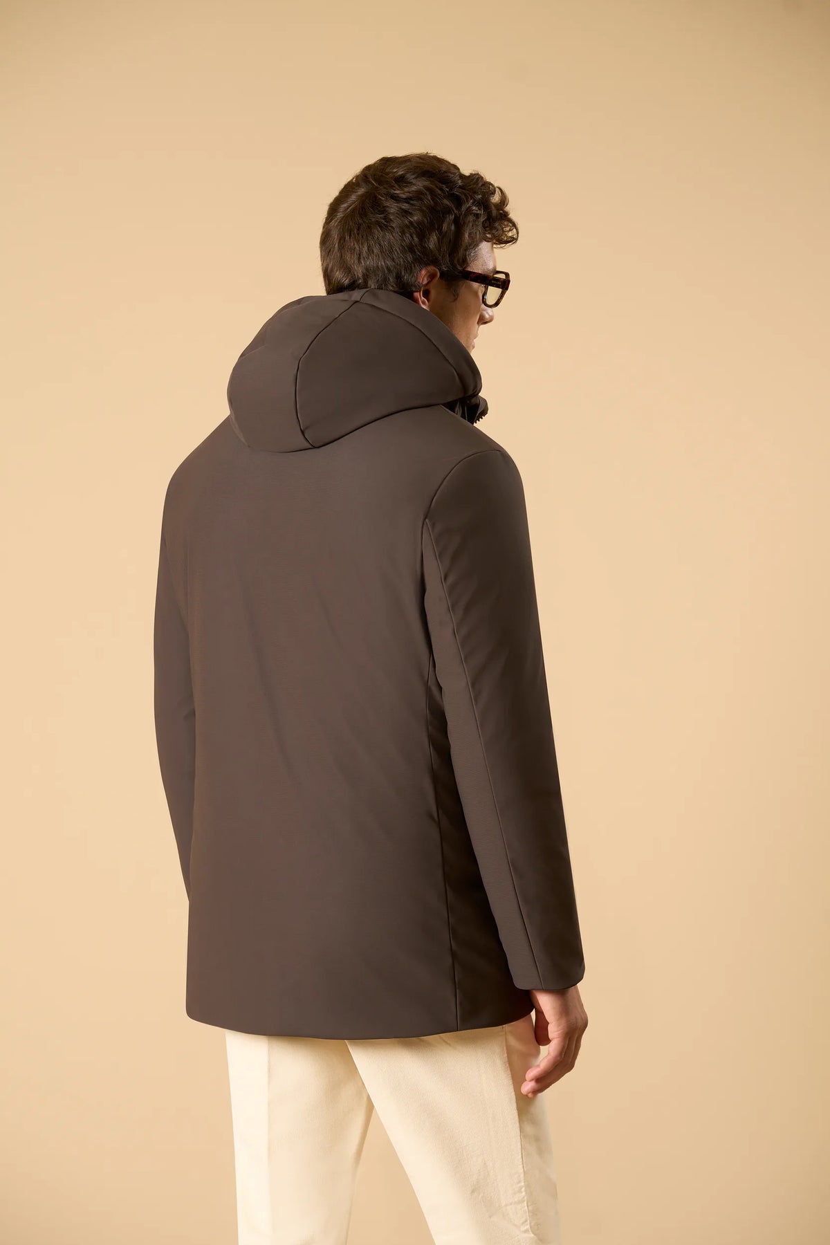 Parka moro tessuto tecnico con cappuccio