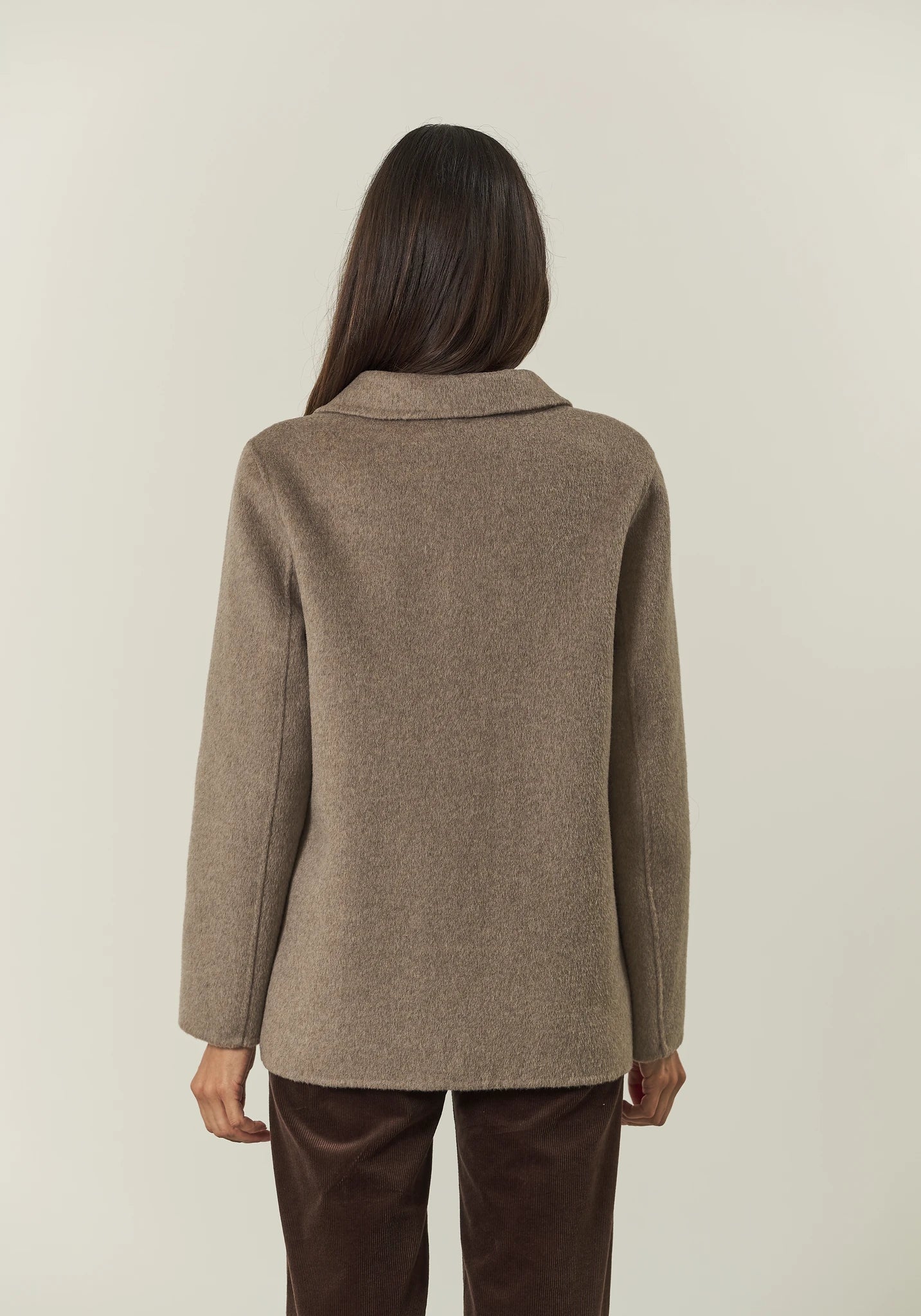 Peacoat tortora misto lana cappuccio staccabile-Angelico