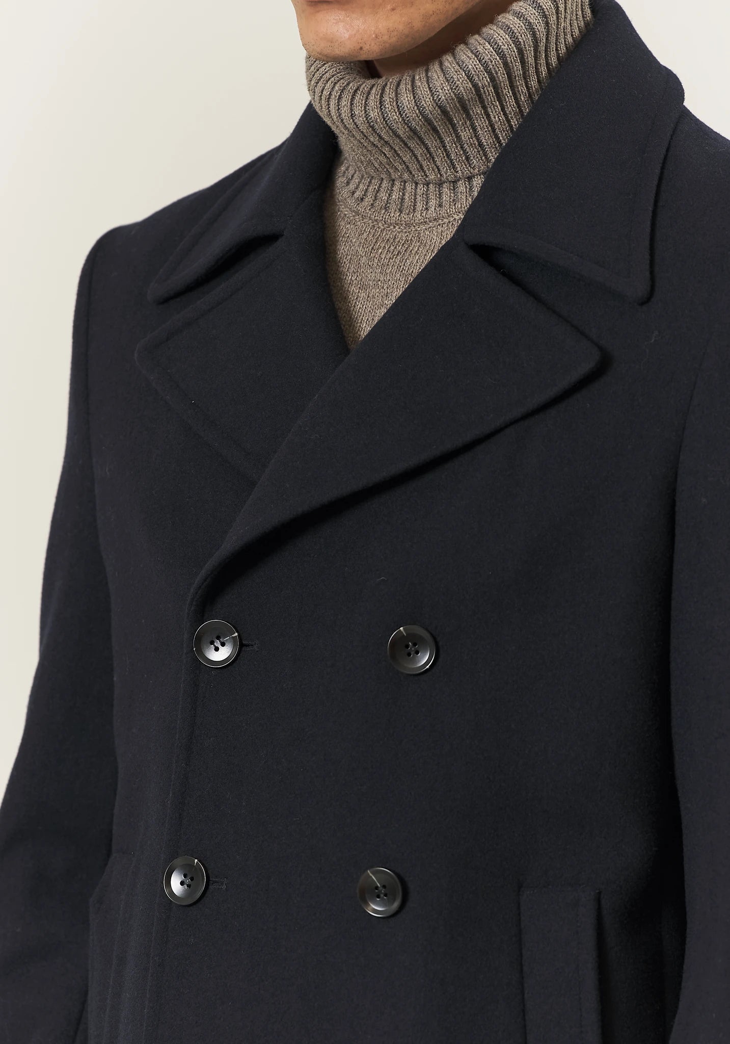 Peacoat doppiopetto blu misto lana-Angelico