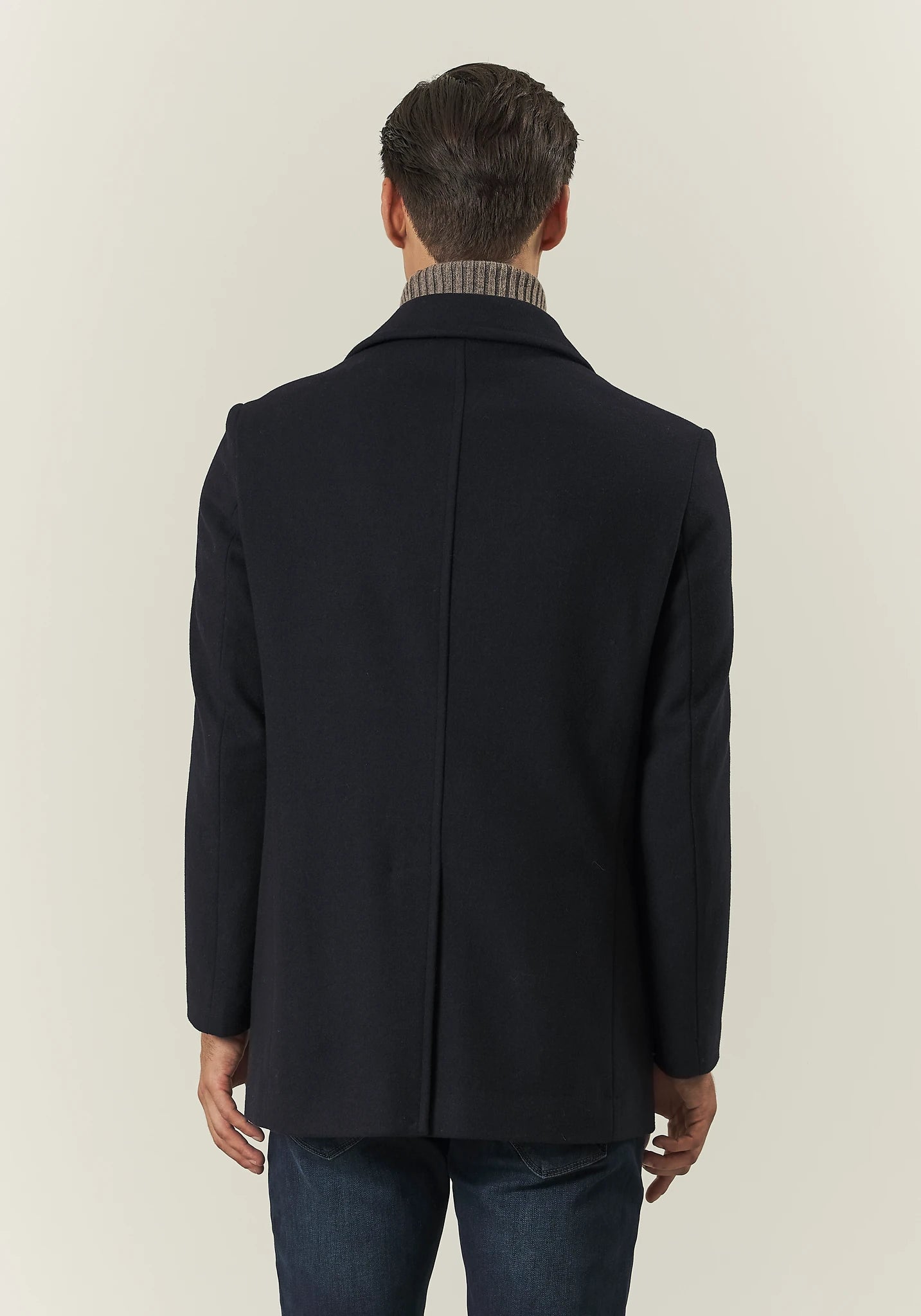 Peacoat doppiopetto blu misto lana-Angelico