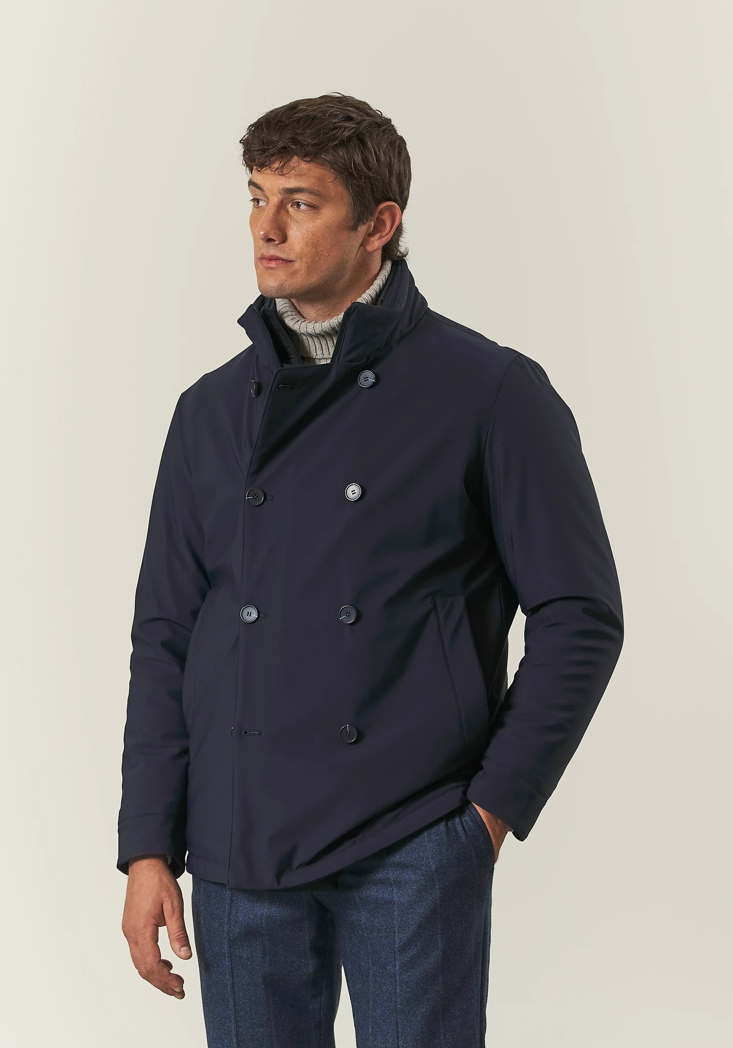 Peacoat blu tessuto tecnico-Angelico