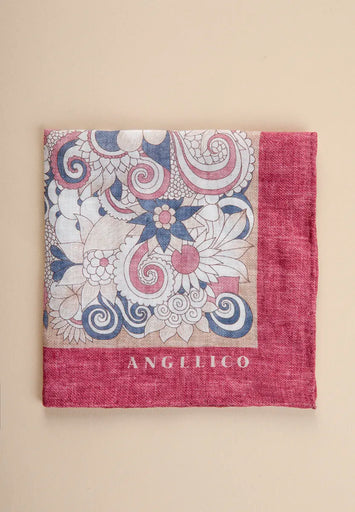 Clutch-Tasche aus erdbeerrotem Leinenmuster