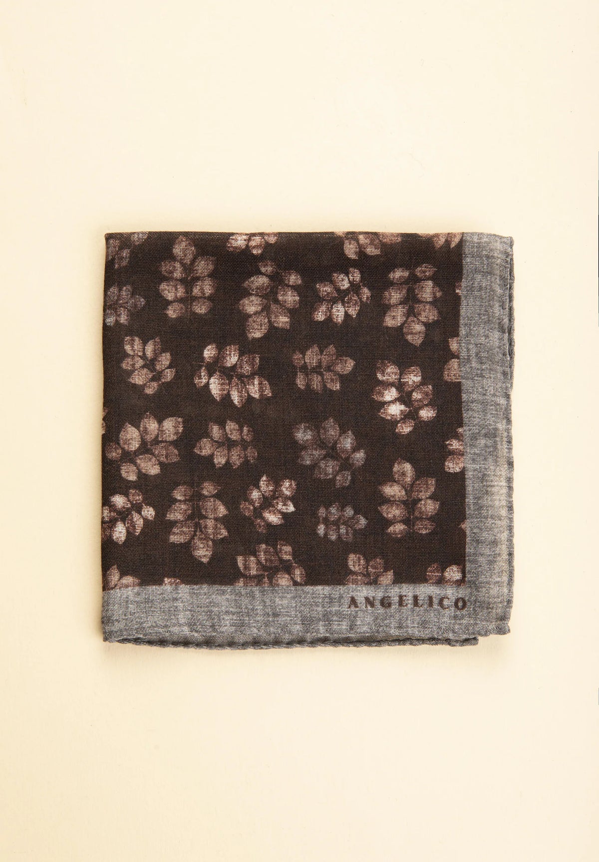 Felt Wool Clutch with Leaves - Brown Angelico 1