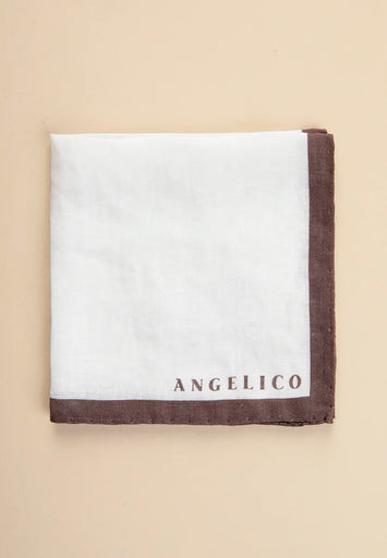 Pochette bianca con bordo moro lino