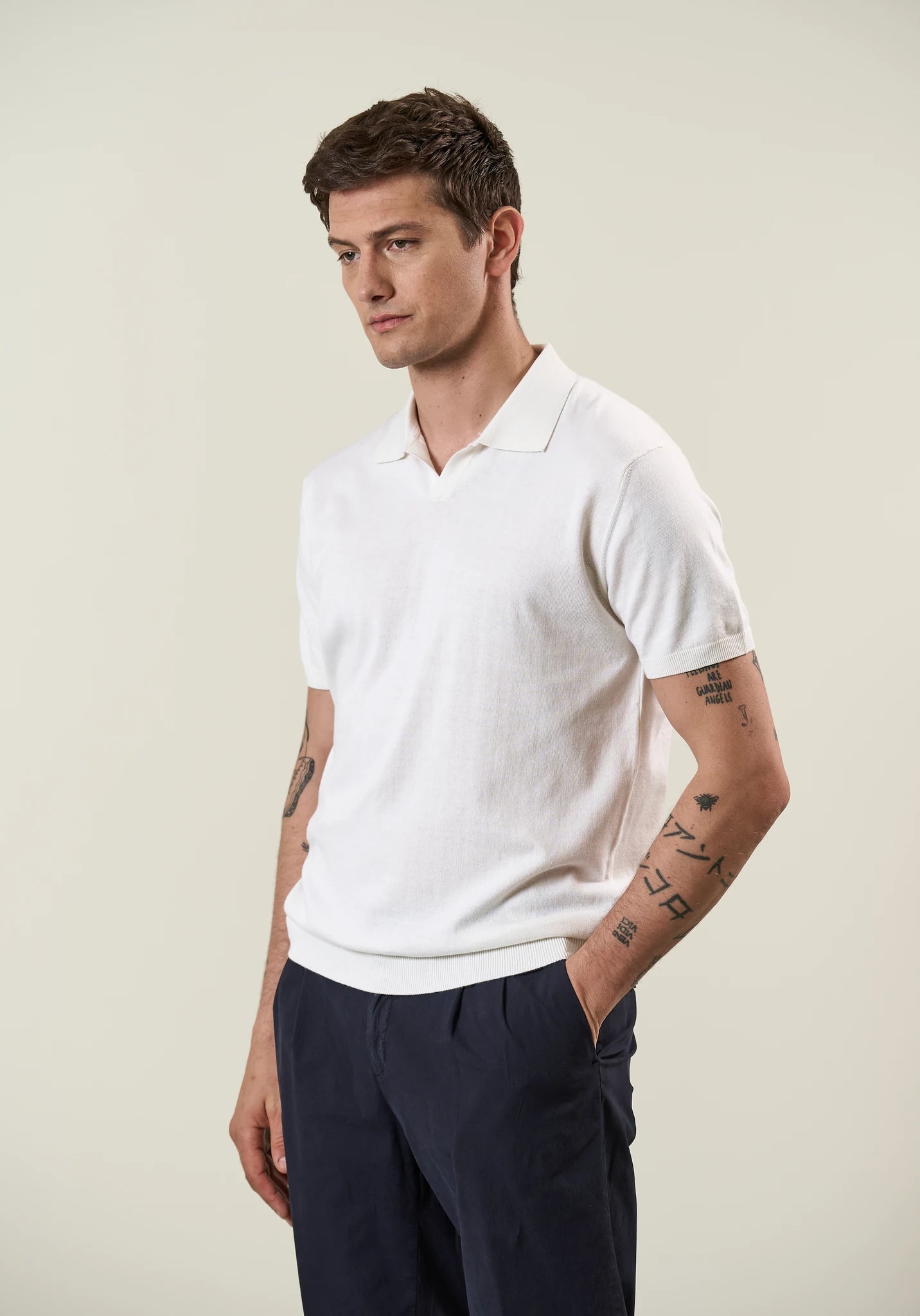 Polo-Shirt mit Derbykragen aus Trikot - Weiß Angelico 3