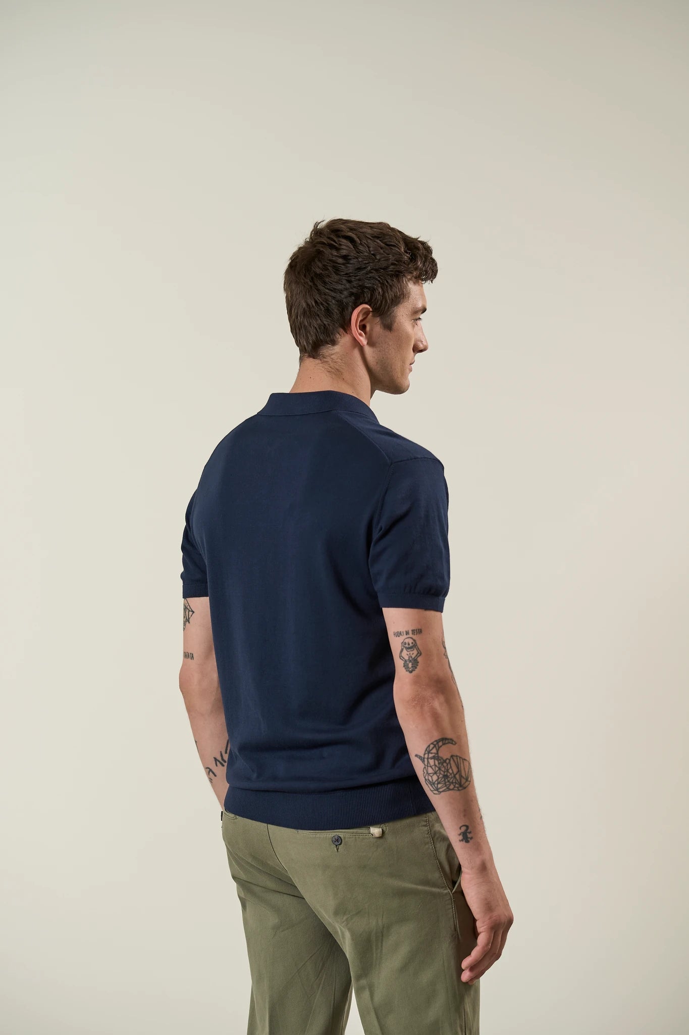 Poloshirt mit Derbykragen aus Trikot - Blau Angelico 4