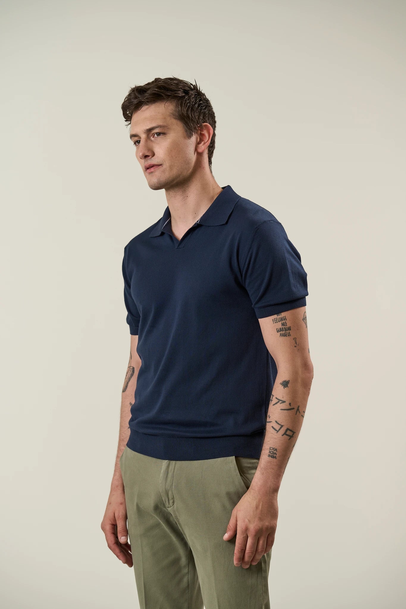 Poloshirt mit Derbykragen aus Trikot - Blau Angelico 3