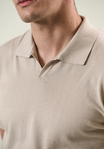 Beiges Polohemd aus Tricotina-Baumwolle im Derby-Stil