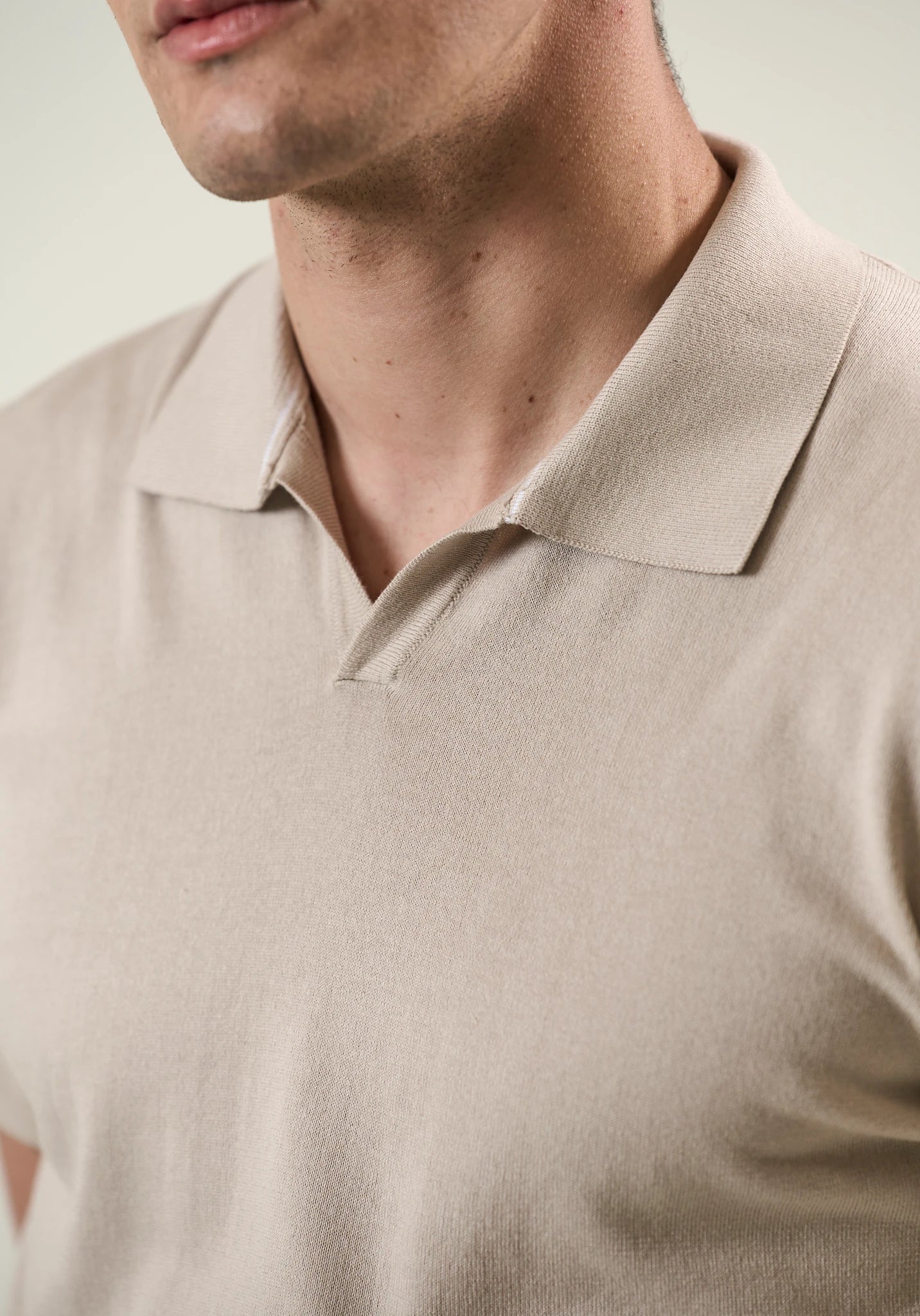 Beiges Polohemd aus Tricotina-Baumwolle im Derby-Stil Angelico 1