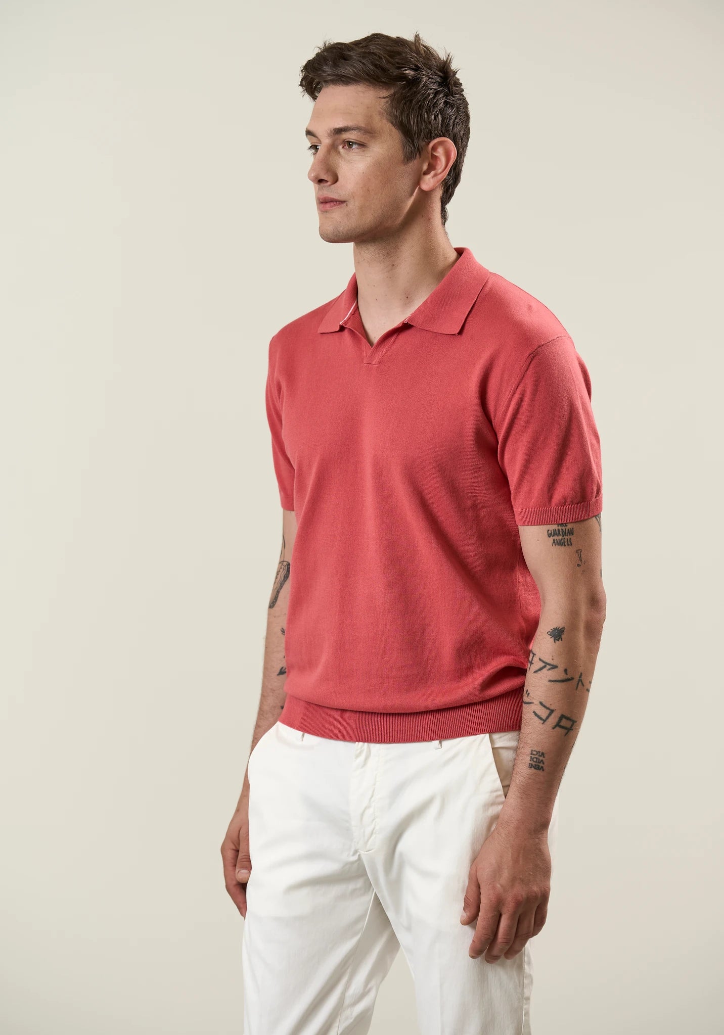 Polo-Shirt mit Derby-Kragen aus Trikot - Koralle Angelico 1