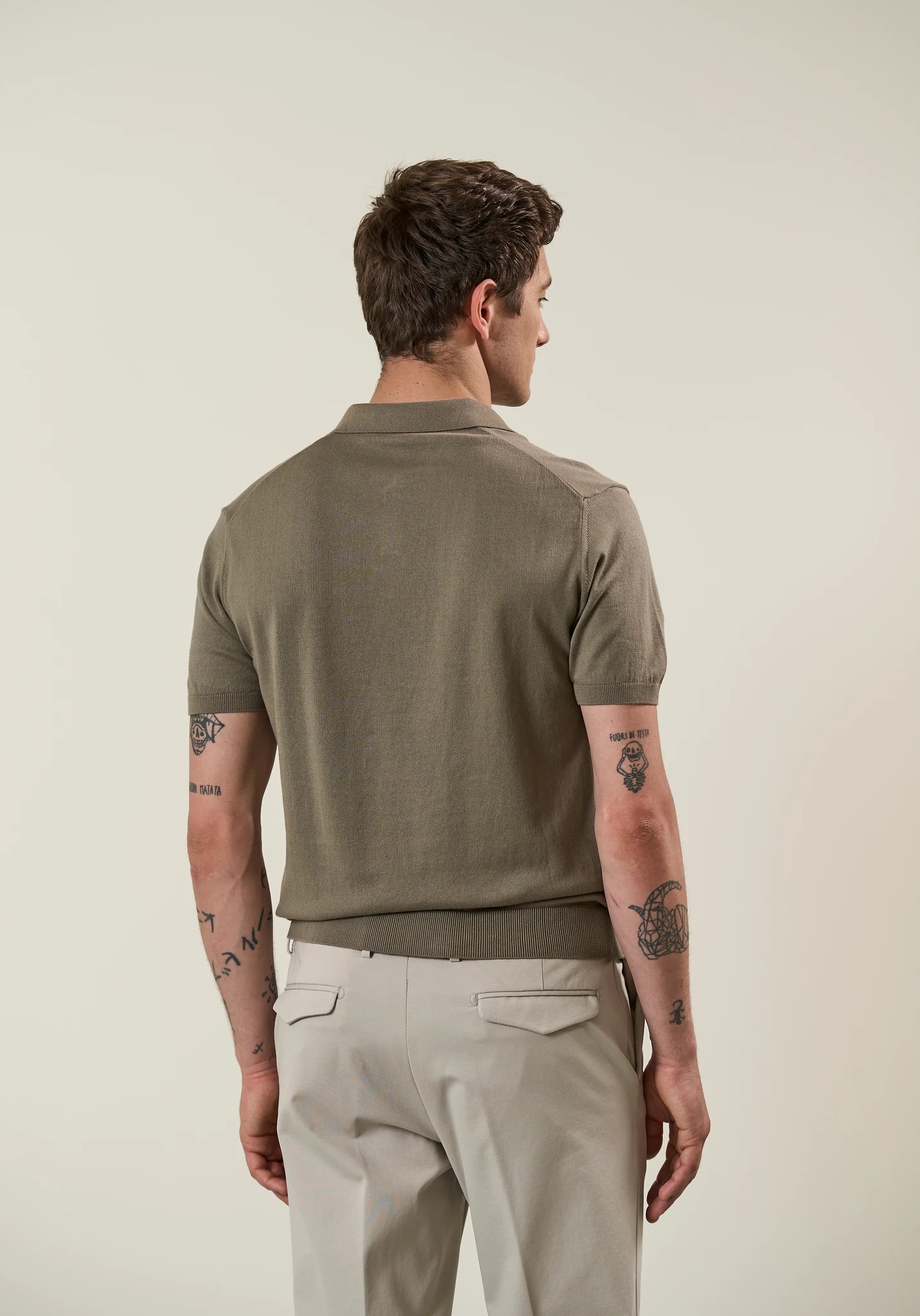 Beiges Polohemd aus Tricotina-Baumwolle im Derby-Stil Angelico 5