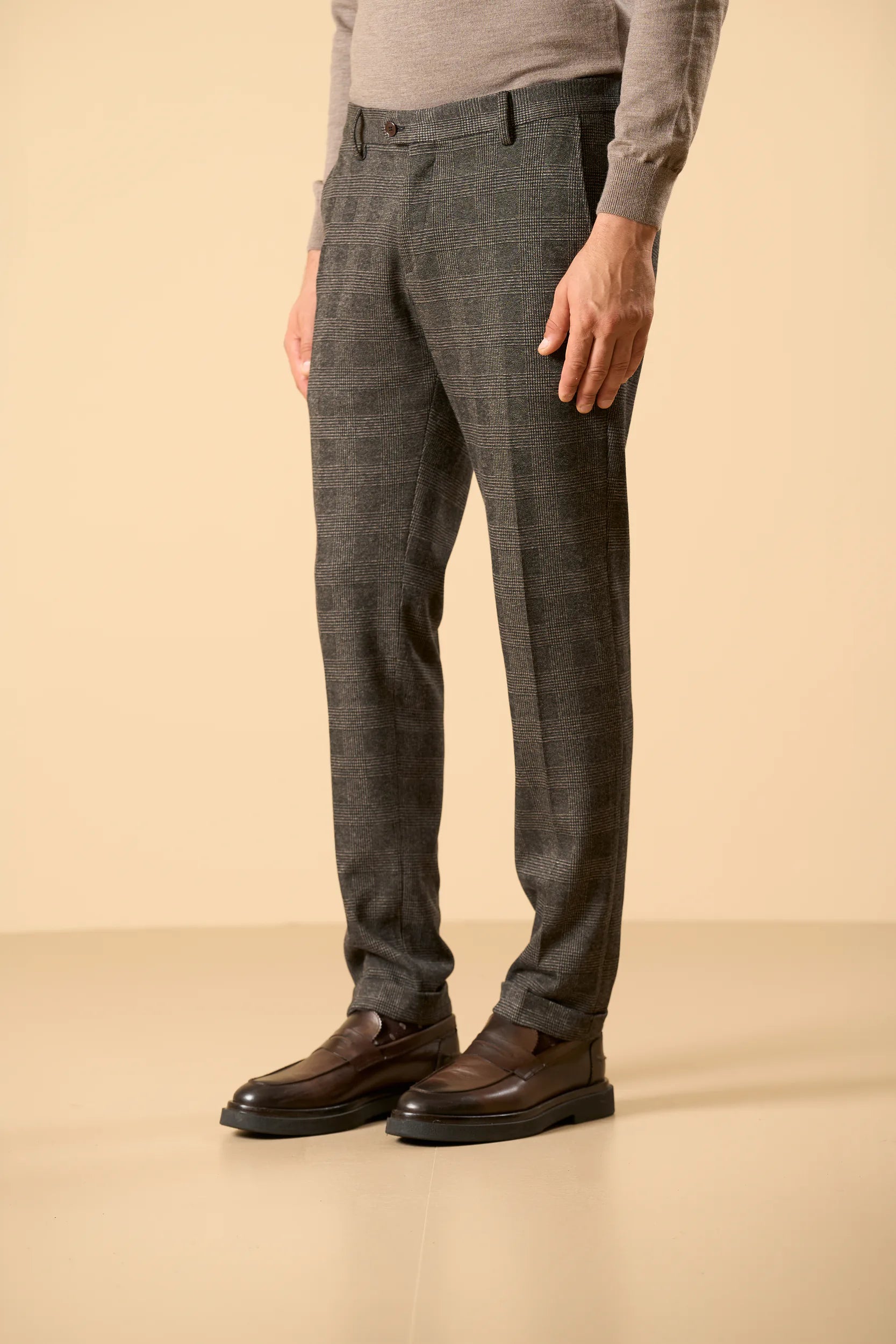 Pantalone marrone jersey fantasia Galles Angelico 1