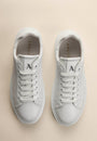 White lace-up leather trainers