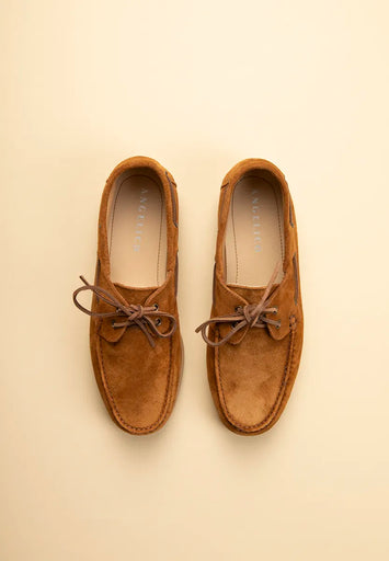 Mocassino barca cognac pelle scamosciata