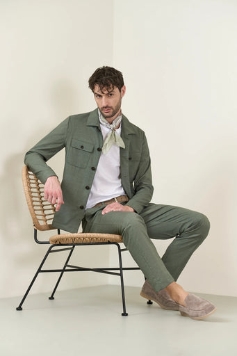 Green technical fabric overshirt