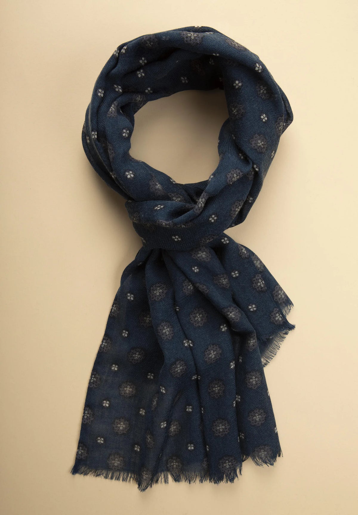 Patterned Wool Scarf - Blue Angelico 1