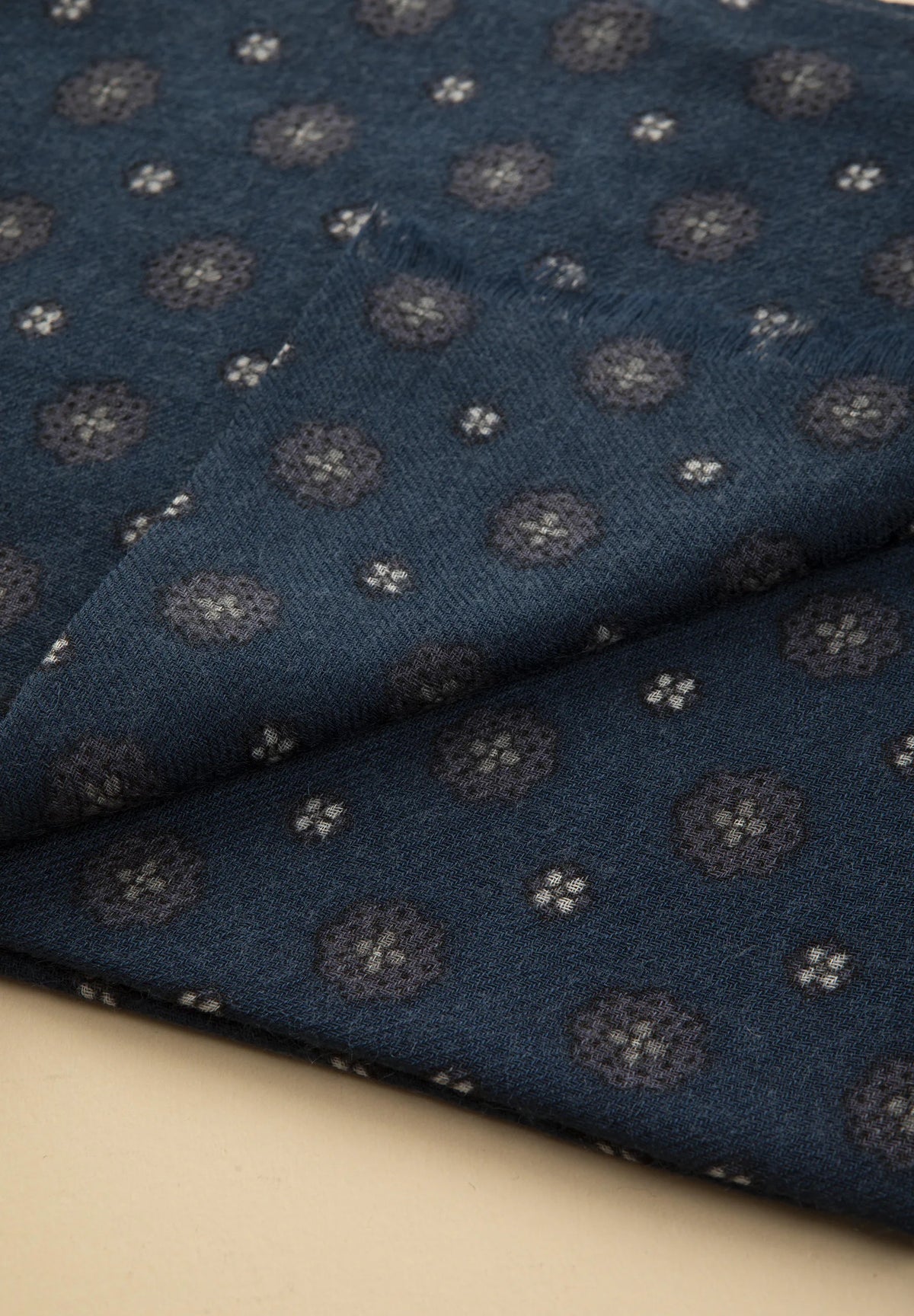Patterned Wool Scarf - Blue Angelico 3