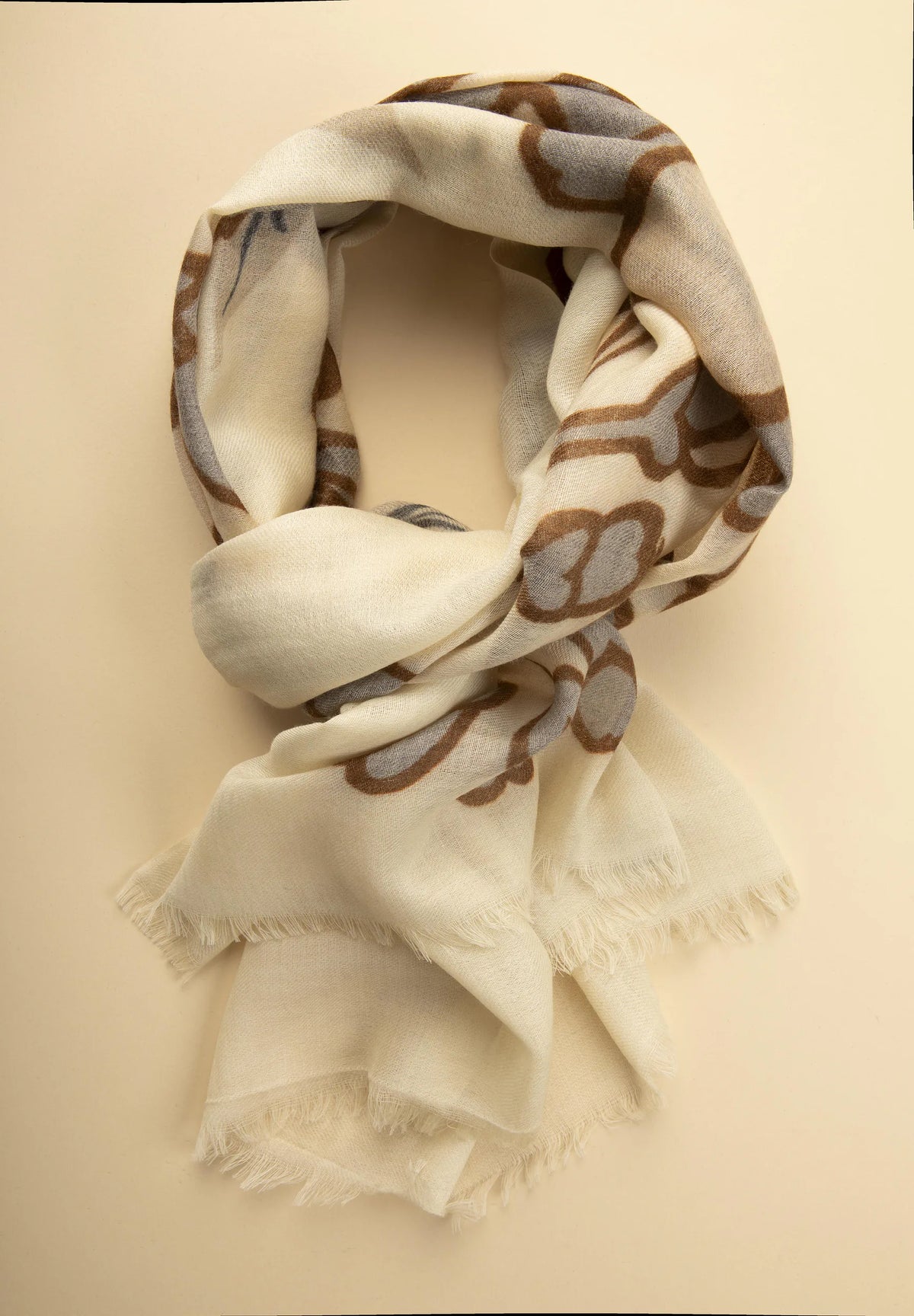 Schal Wolle Gemustert - Creme/Beige Angelico 1