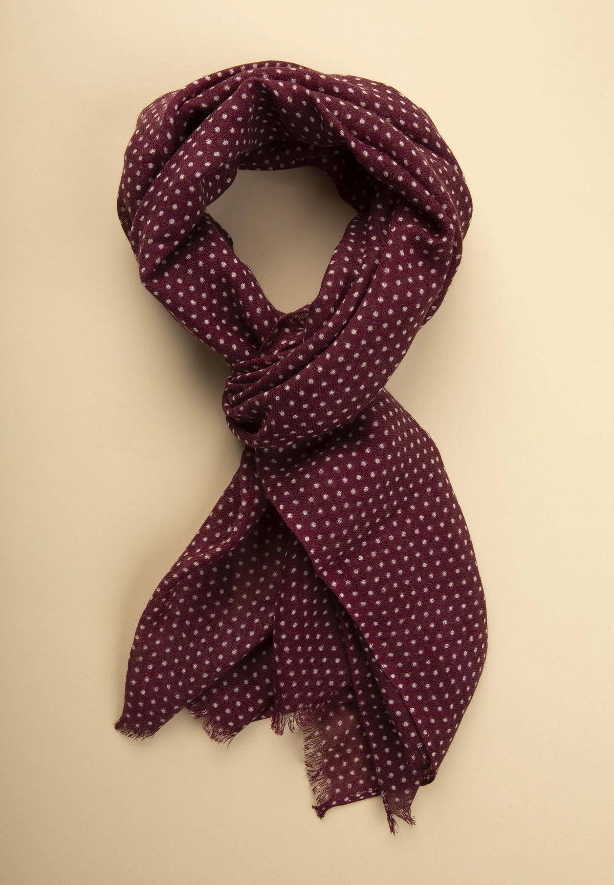 Polka Dot Wool Scarf - Bordeaux Angelico 1