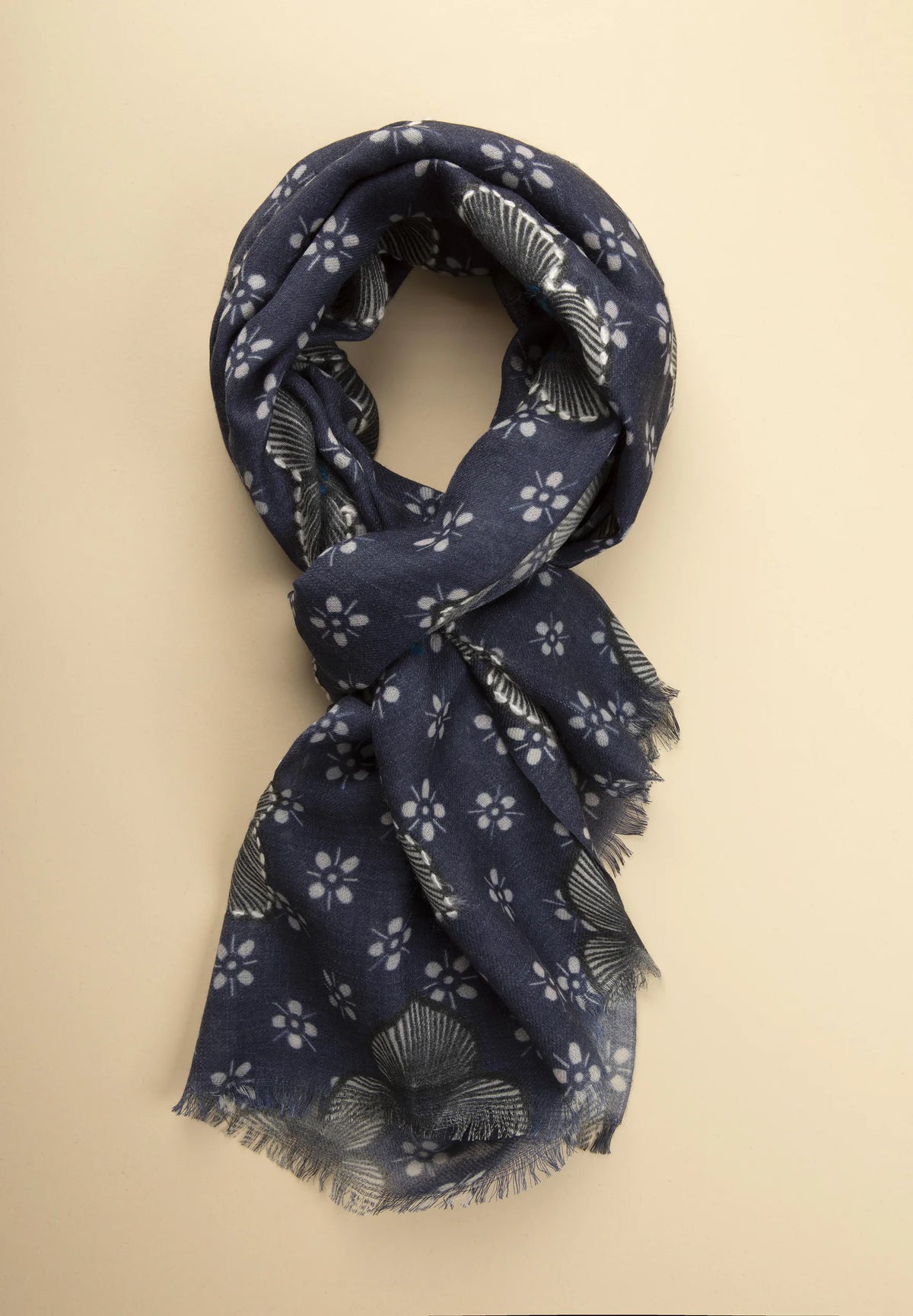 Schal Wolle Stickerei - Blau Angelico 1