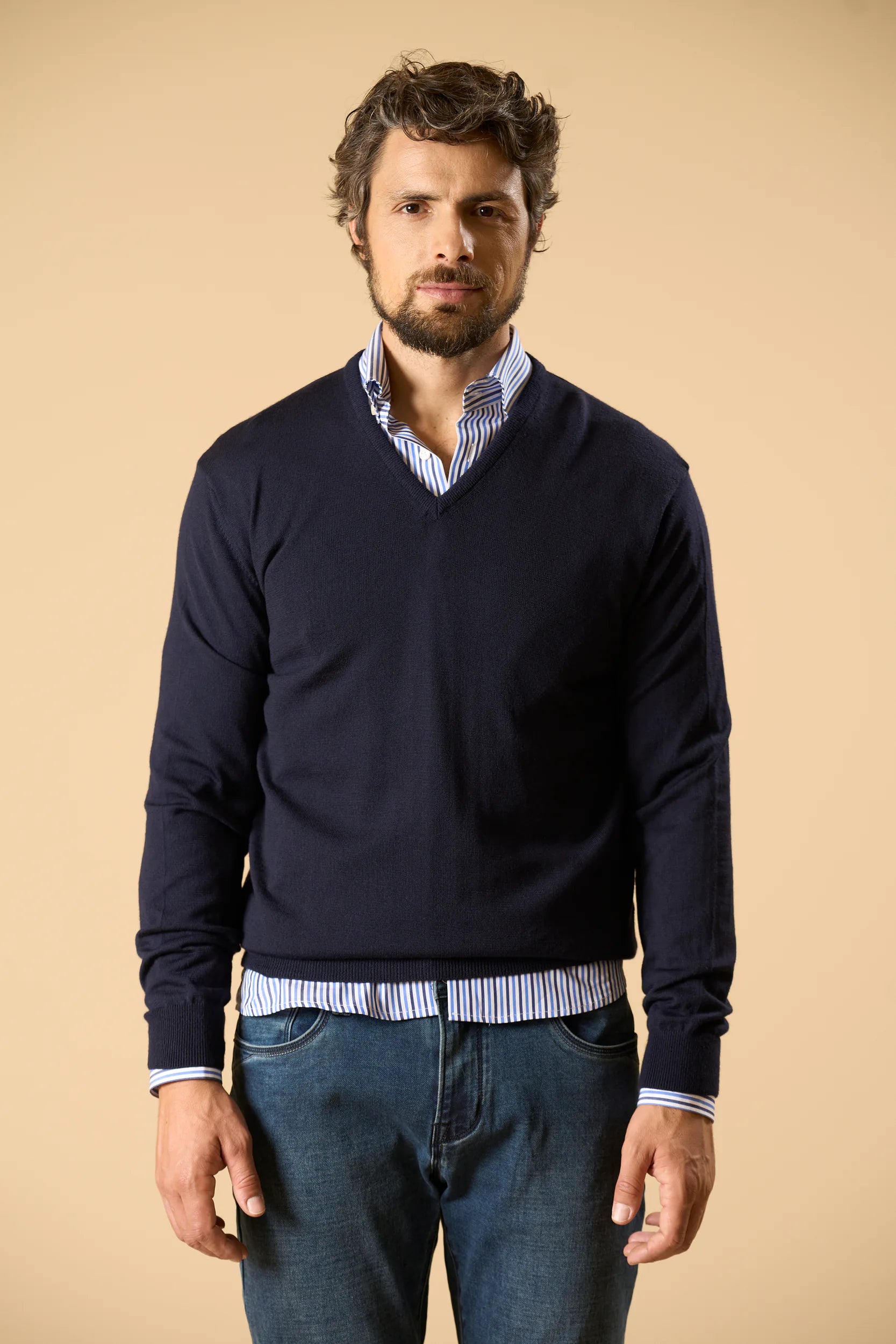 Merino V-Neck F.12 - Blue Angelico 5
