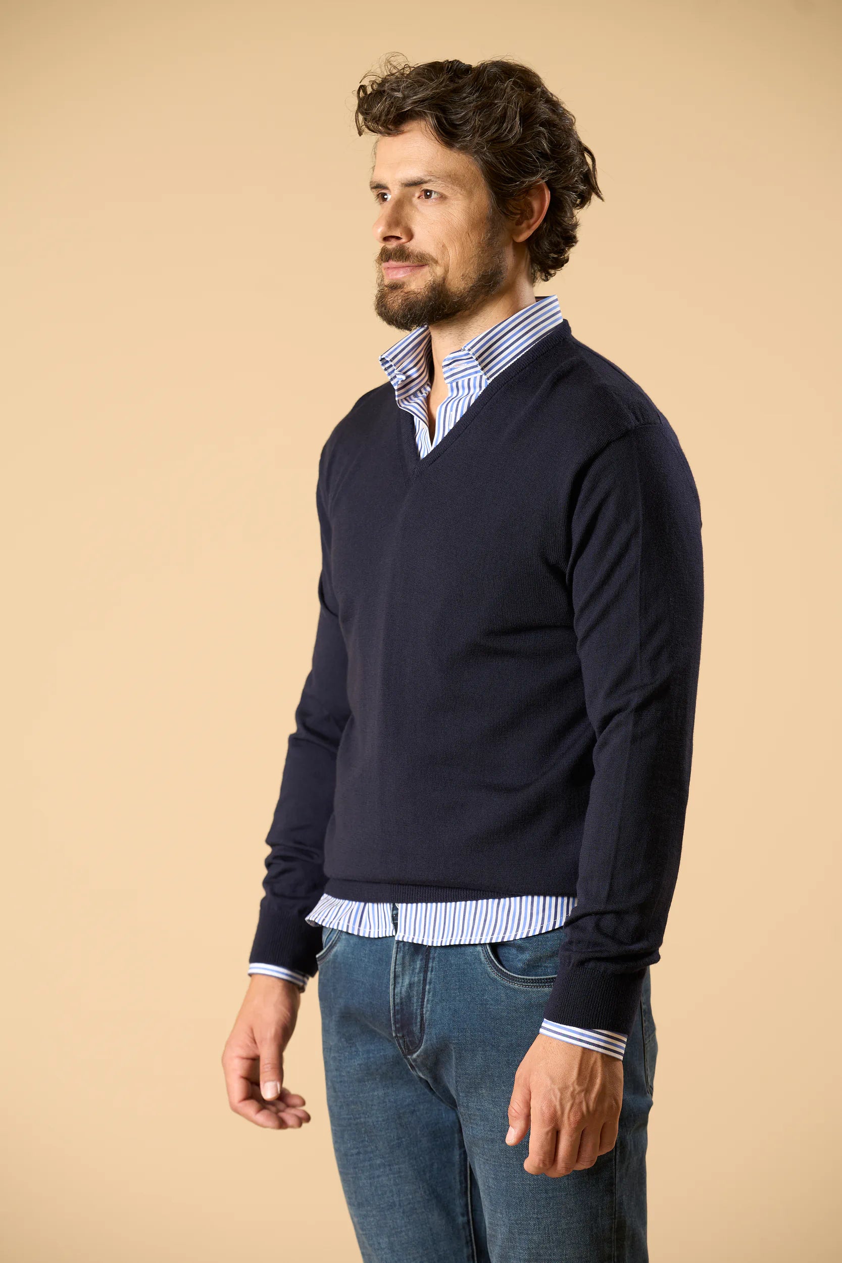 Merino V-Neck F.12 - Blue Angelico 4