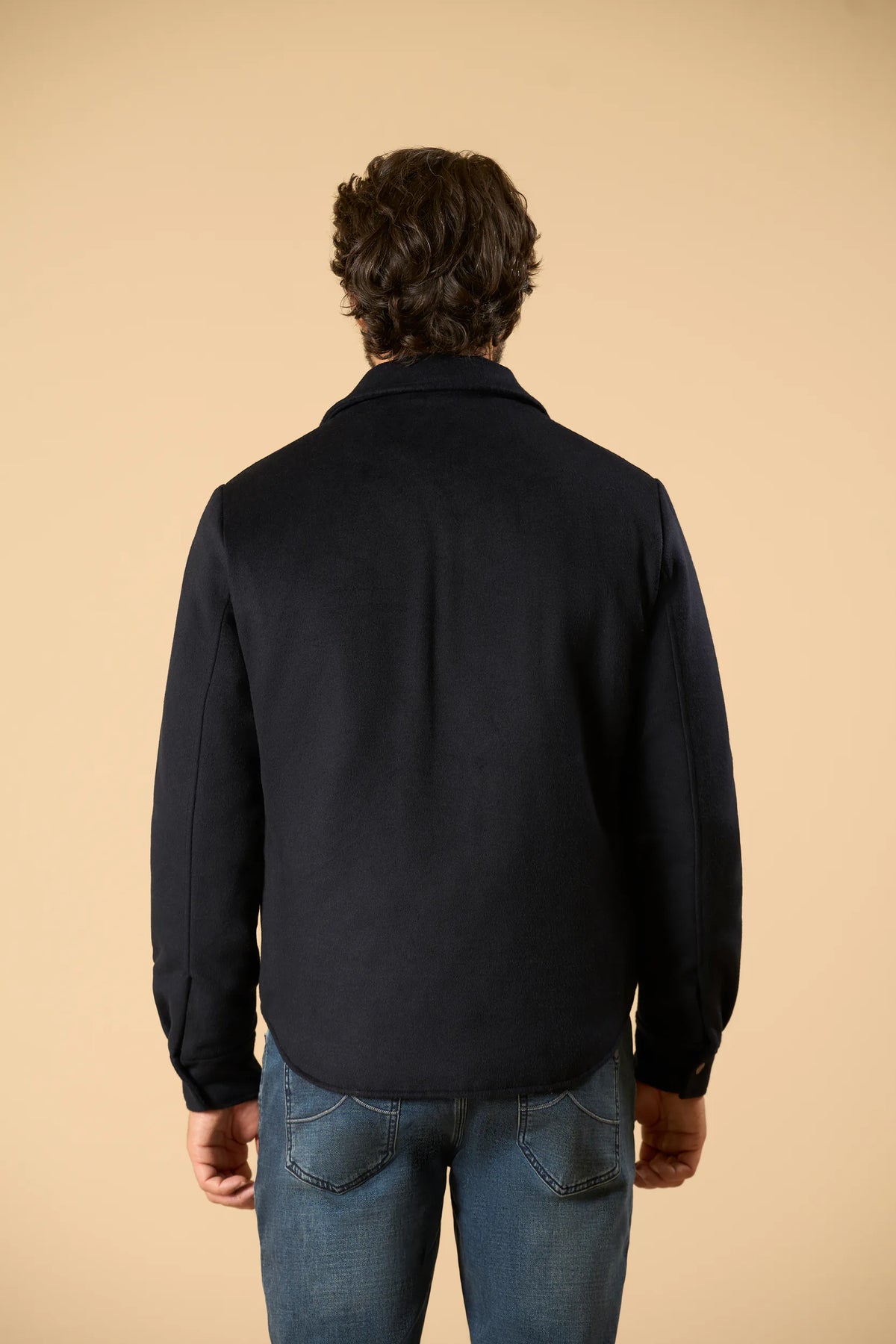 Blue padded wool blend overjacket Angelico 5