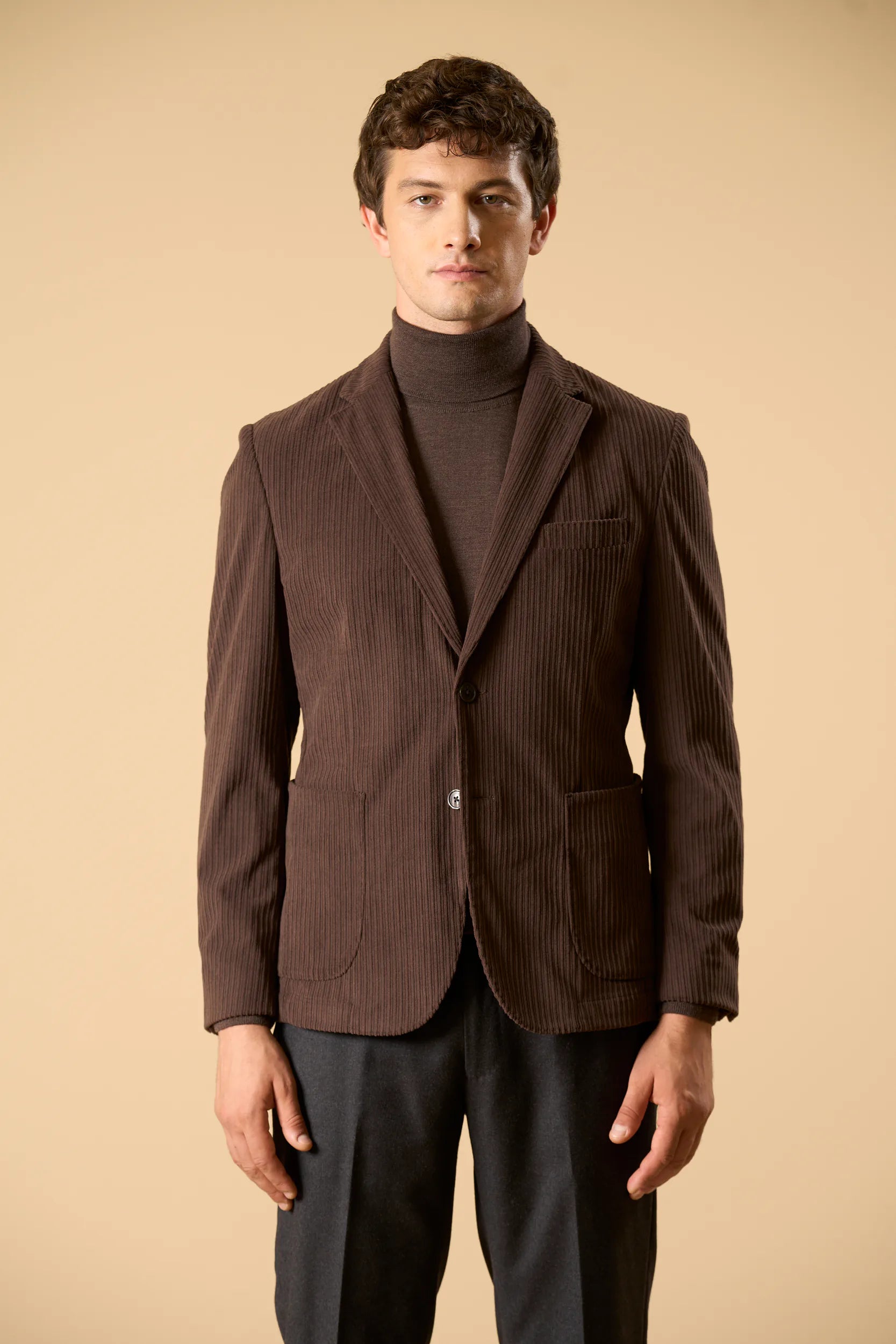 Giacca marrone velluto a coste sfoderata custom fit Angelico 5