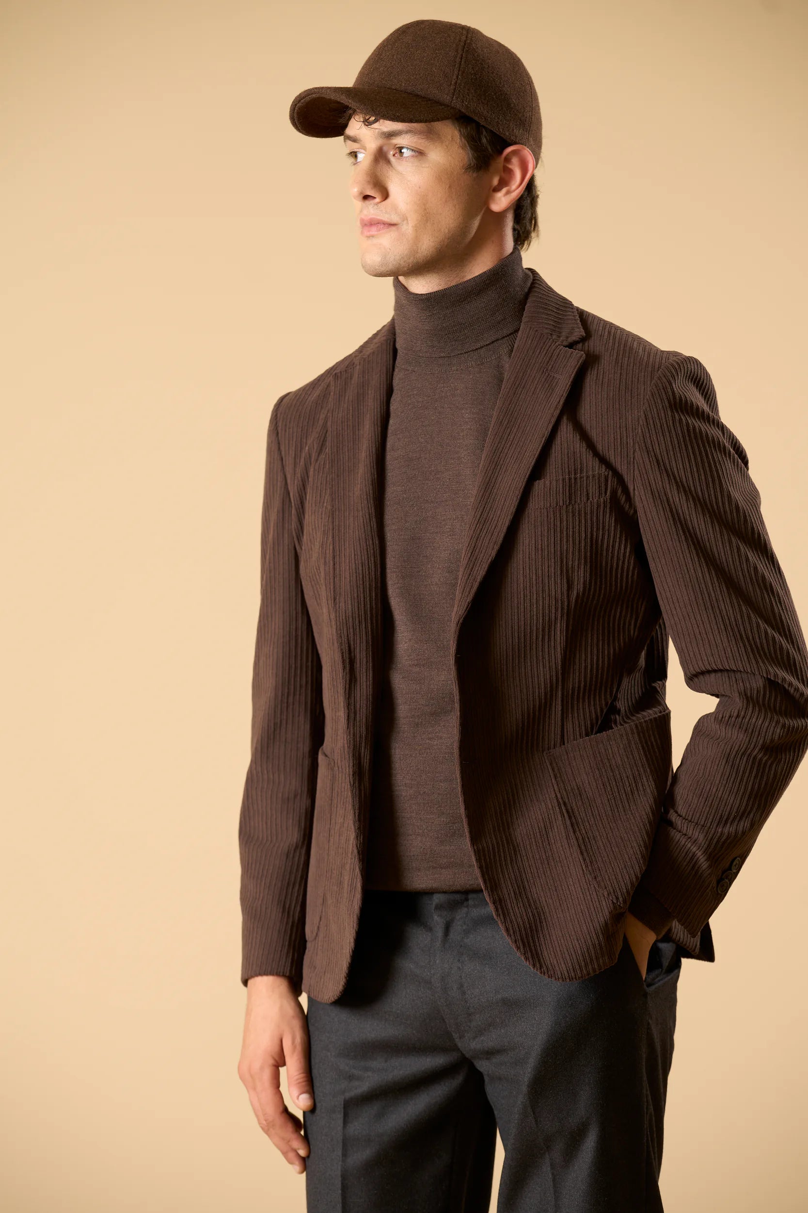 Giacca marrone velluto a coste sfoderata custom fit Angelico 1