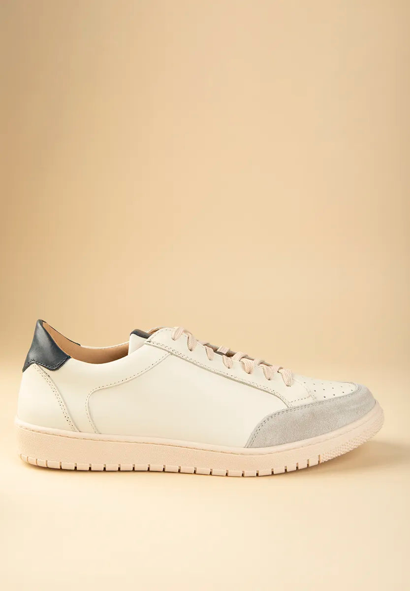 Cream sneaker with blue leather details Angelico 2