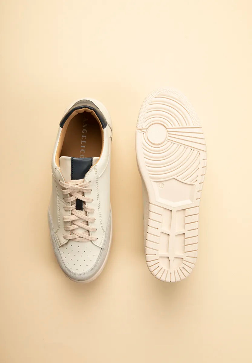 Cream sneaker with blue leather details Angelico 3