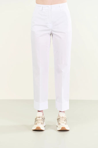 White trousers with stretch cotton cuffs