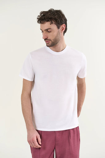 Weißes T-Shirt aus Piqué-Baumwollmischung