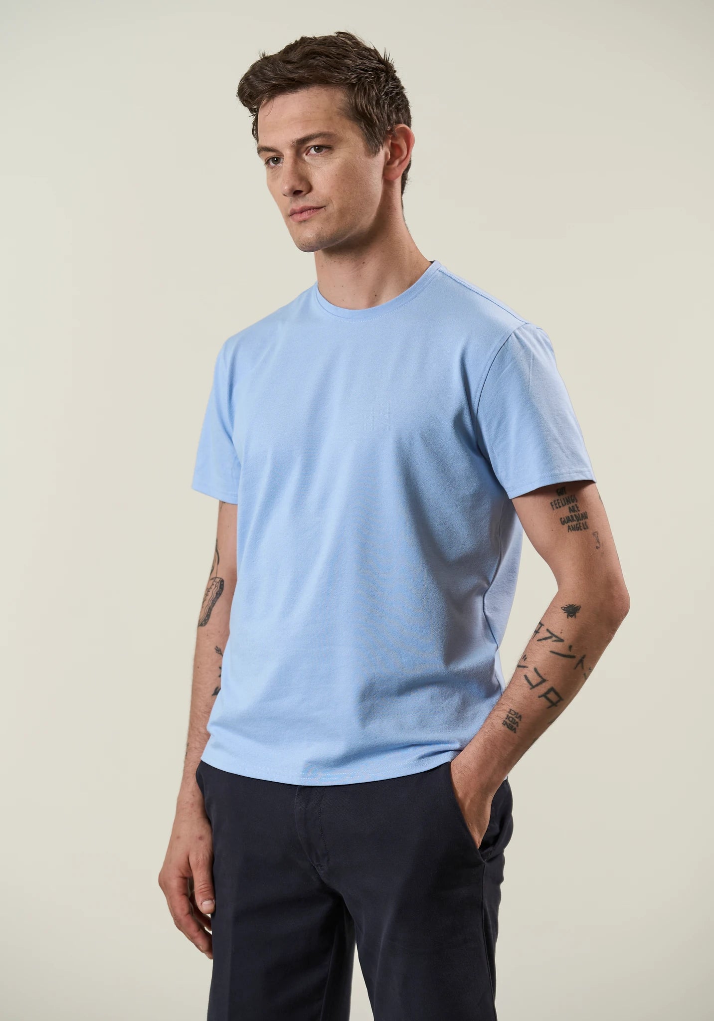 Piquet-Melange-T-Shirt – Hellblau Angelico 3