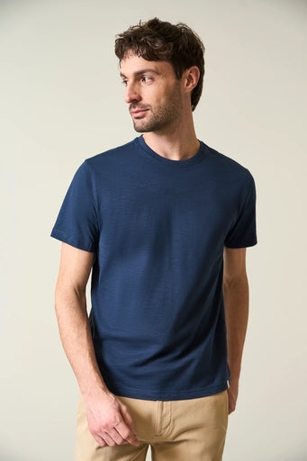 Blue slub cotton T-shirt