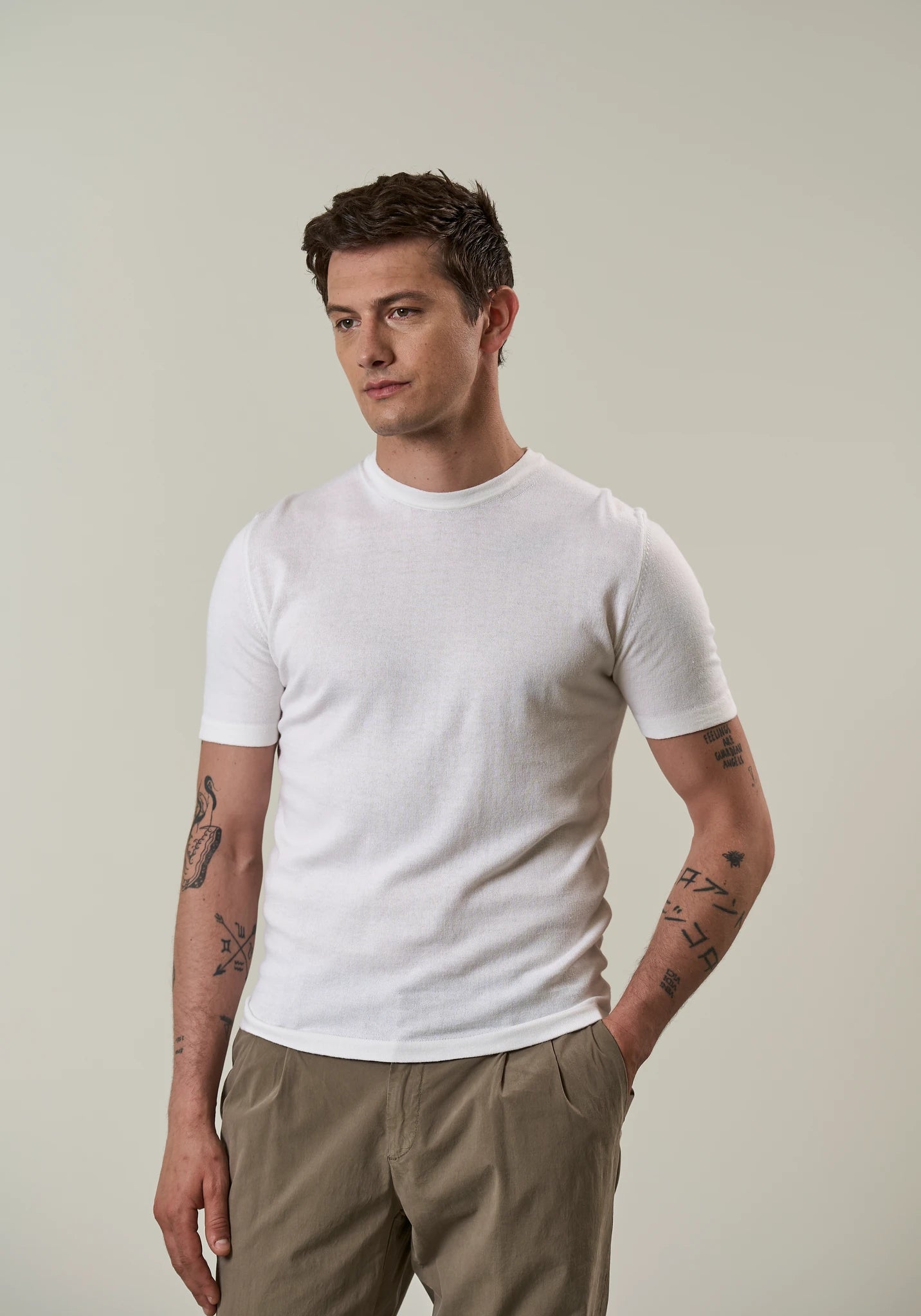 T-Shirt bianca cotone tricotina Angelico 1