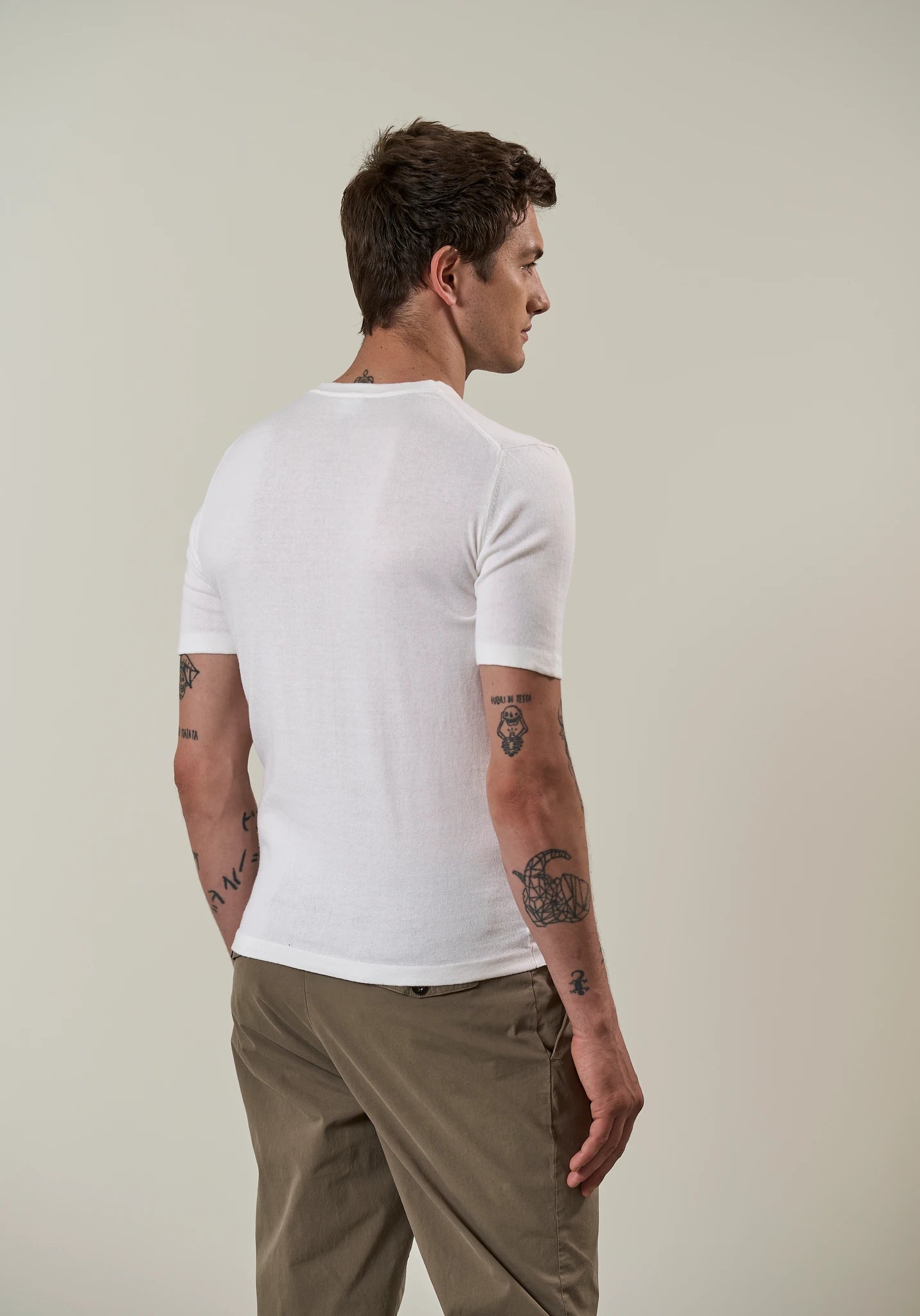 T-Shirt bianca cotone tricotina Angelico 4