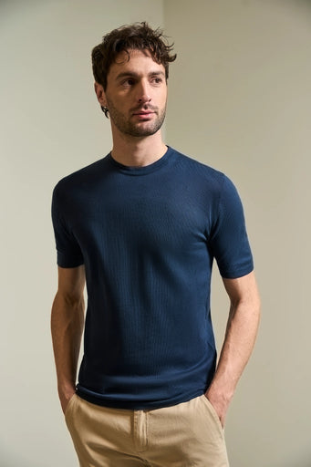 Blue tricotine cotton T-shirt 