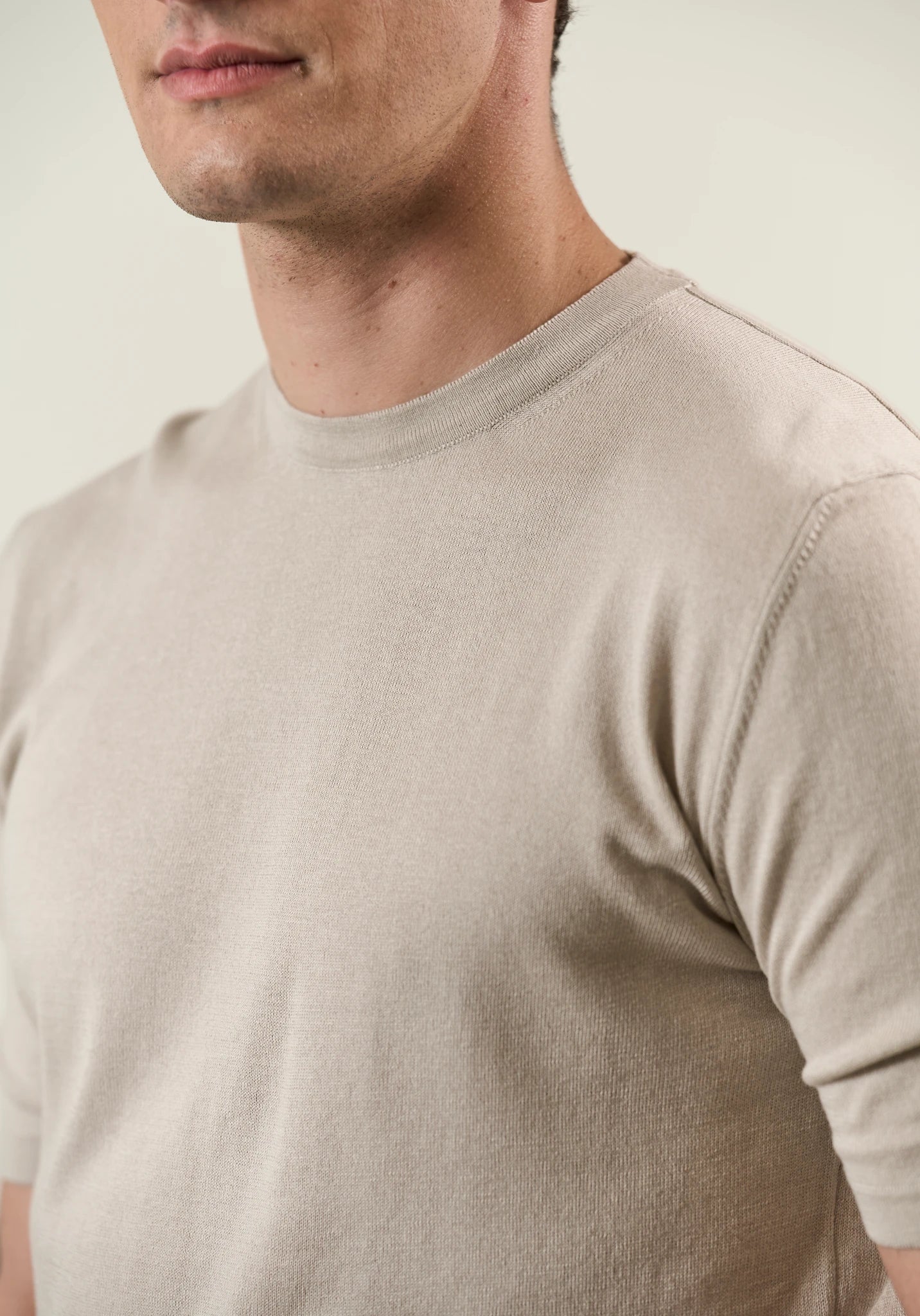 T-Shirt beige cotone tricotina Angelico 2
