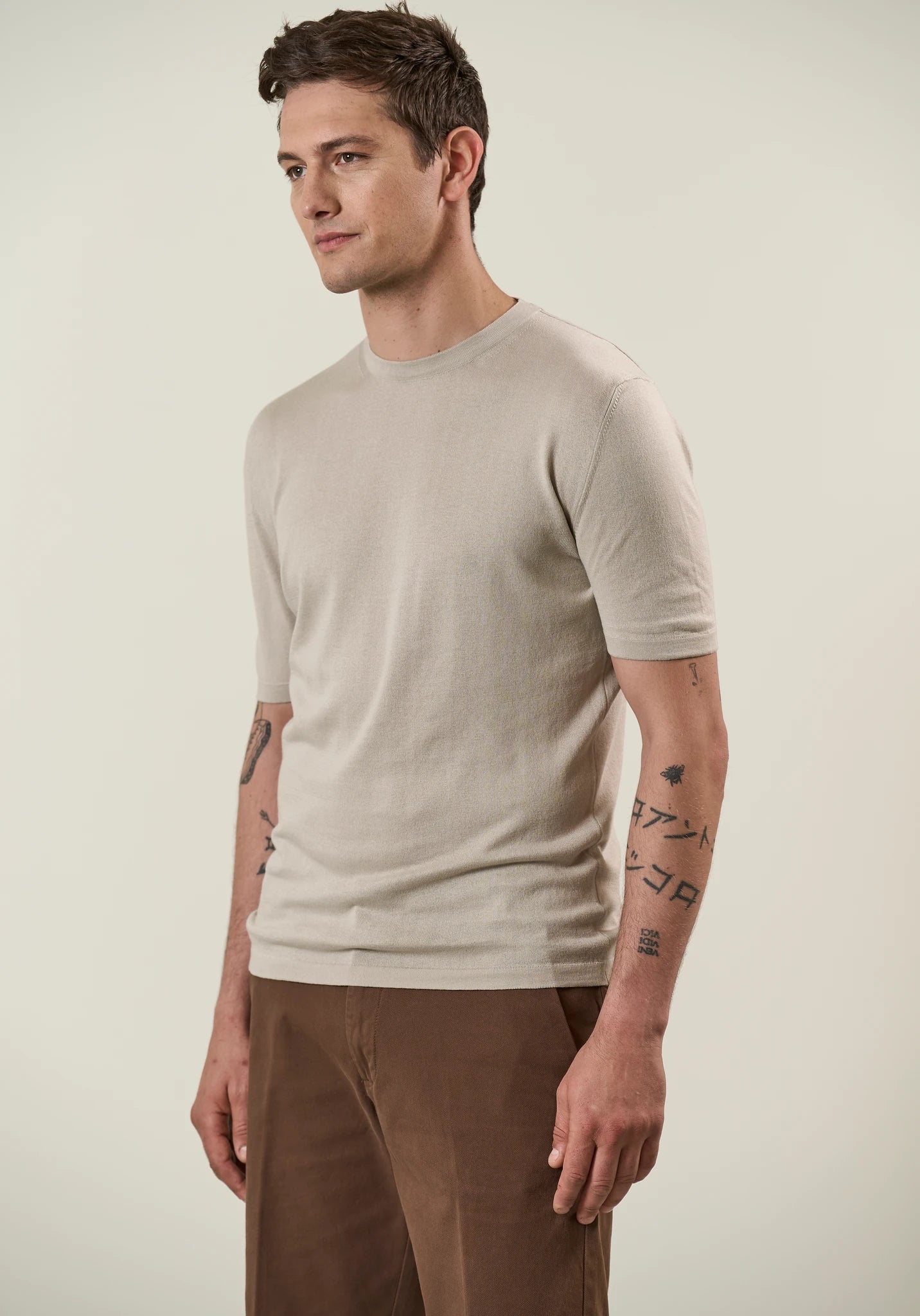 T-Shirt beige cotone tricotina Angelico 3