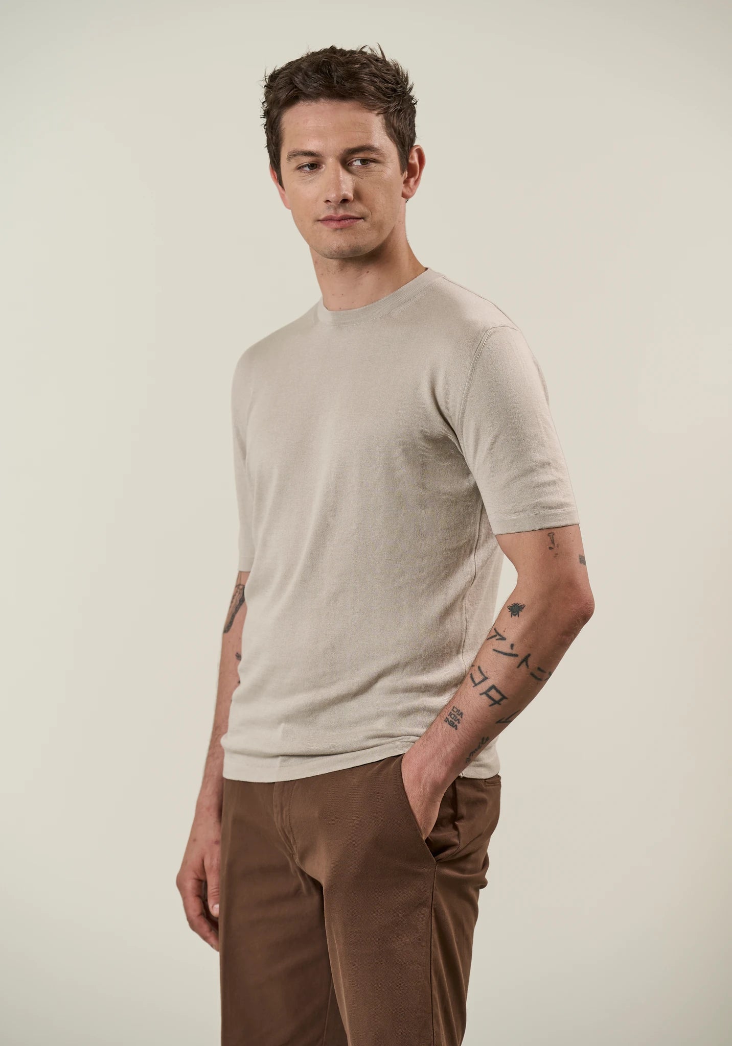 T-Shirt beige cotone tricotina Angelico 1