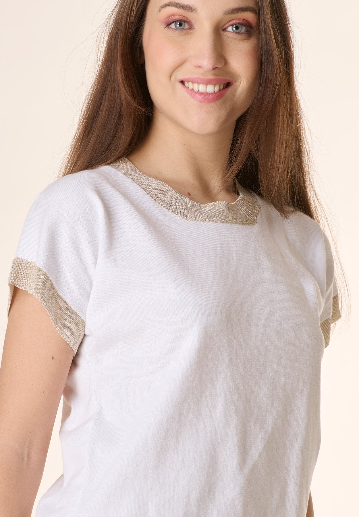 Weißes Trikot-T-Shirt mit Glitzerdetails