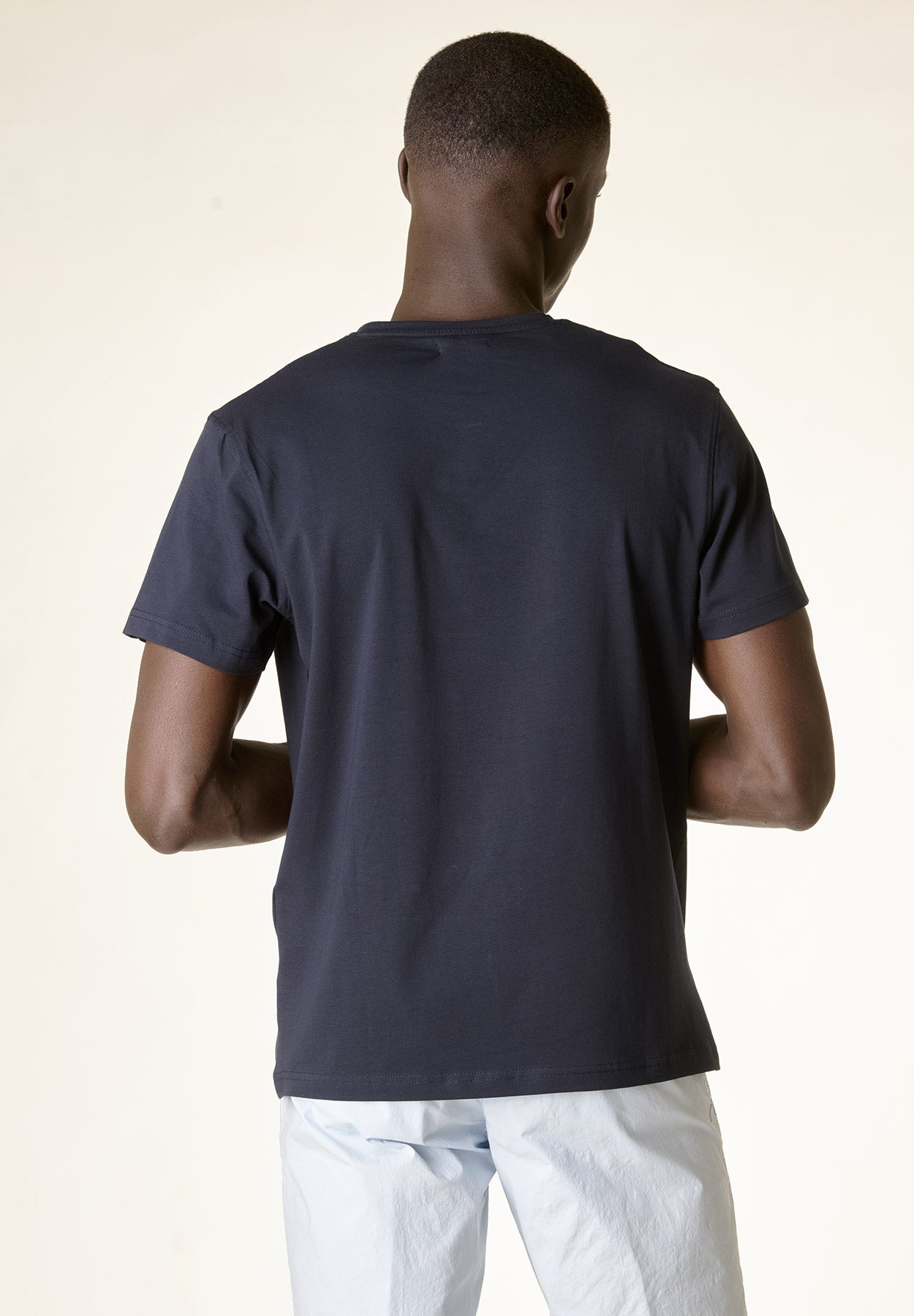 T-Shirt blu stretch cotone-Angelico