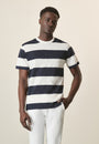 T-Shirt ecrù blu rigata slub cotone