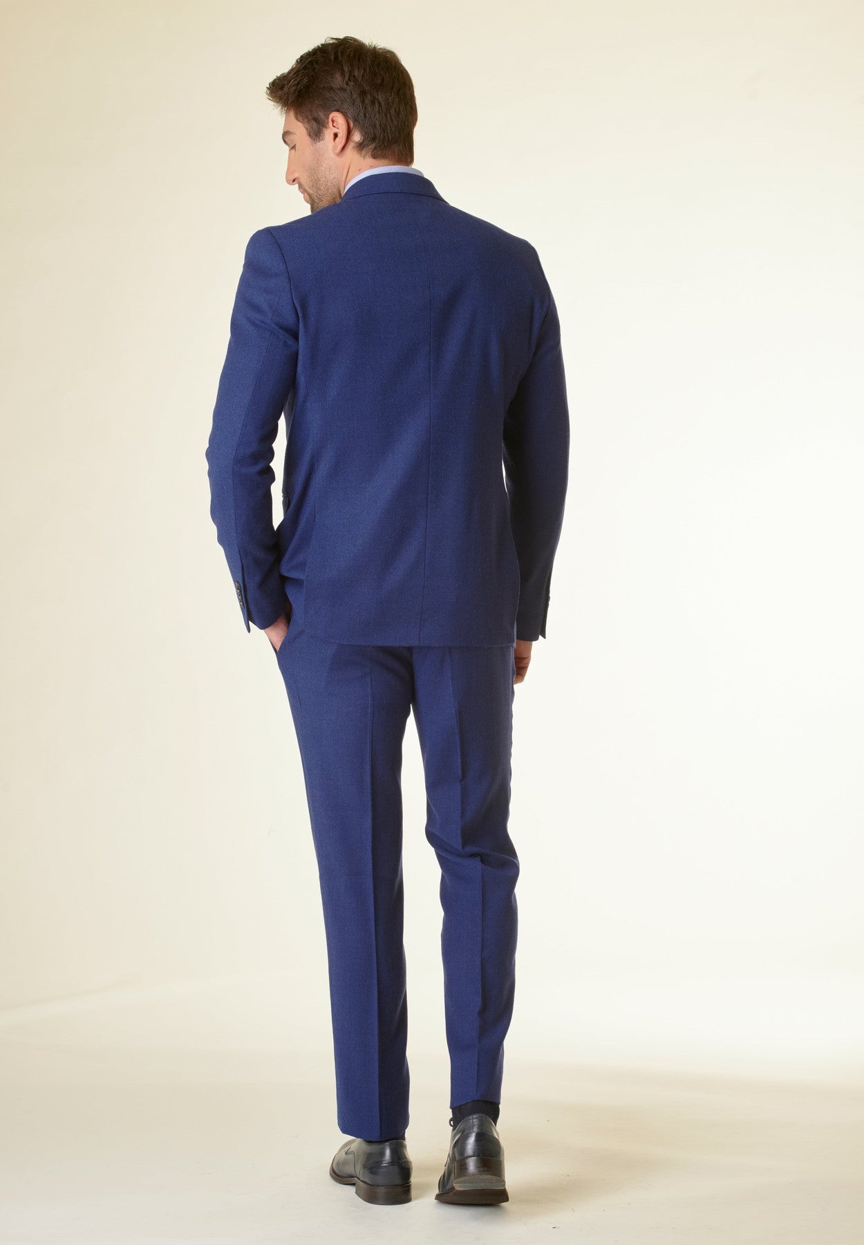 Abito blu microdisegno lana stretch custom fit-Angelico