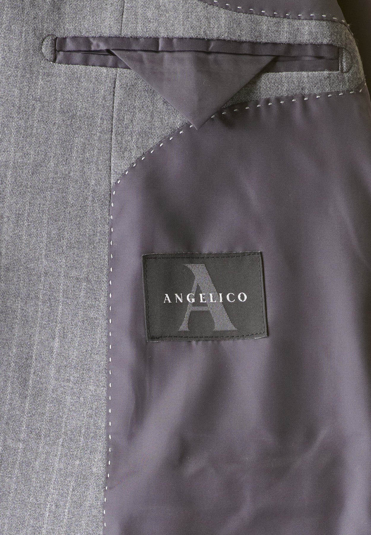 Angelico - Abito grigio gessato lana-cashmere custom fit - 5
